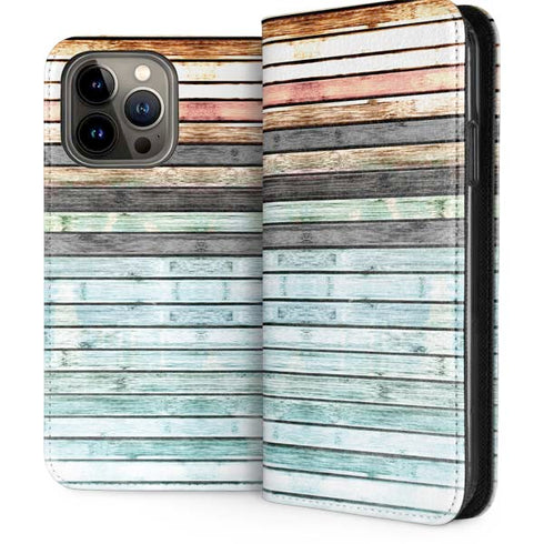 Wooden Stripes iPhone 13 Pro Max Folio Case