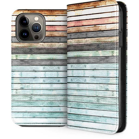 Wooden Stripes iPhone 14 Pro Max Folio Case
