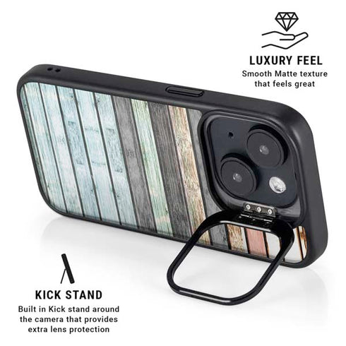 Wooden Stripes iPhone 15 Kickstand Case