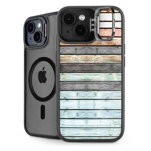 Wooden Stripes iPhone 15 Plus Kickstand Case