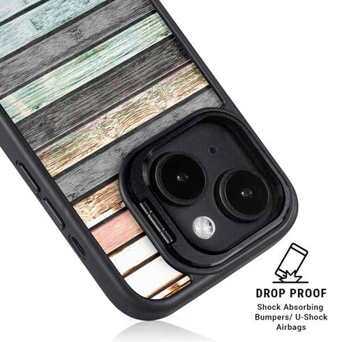 Wooden Stripes iPhone 15 Plus Kickstand Case