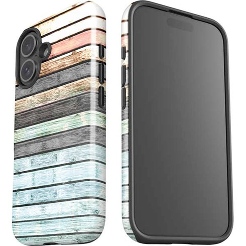 Wooden Stripes iPhone 16 Plus Impact Case
