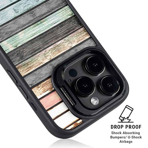 Wooden Stripes iPhone 16 Pro Max Kickstand Case