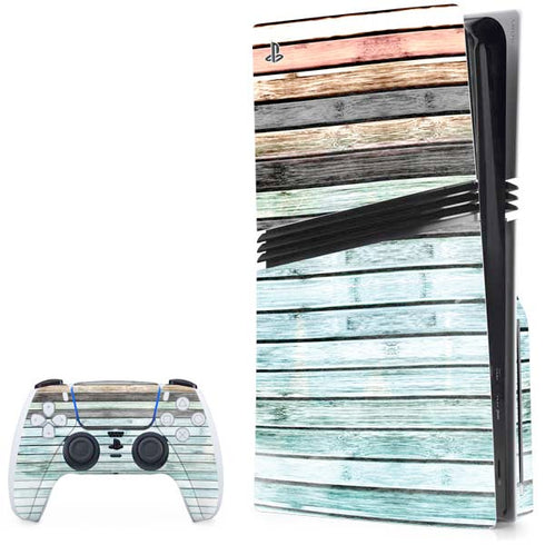 Wooden Stripes PS5 Pro Disk Bundle Skin