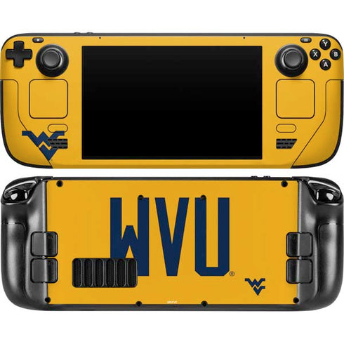 West Virginia University WVU Steam Deck Handheld Gaming Computer OLED Skin