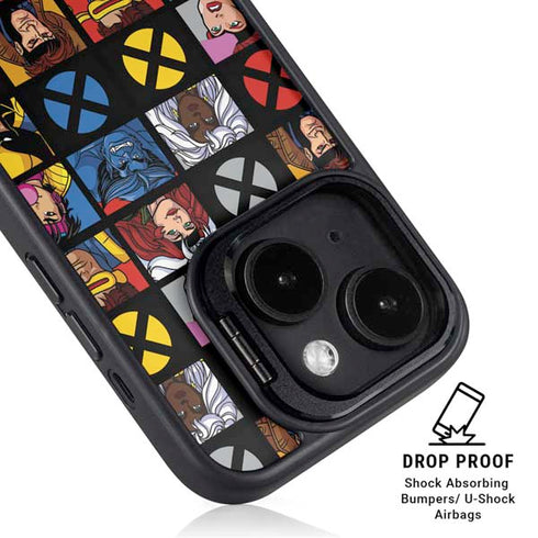 Marvel X-Men Pattern iPhone 15 Kickstand Case