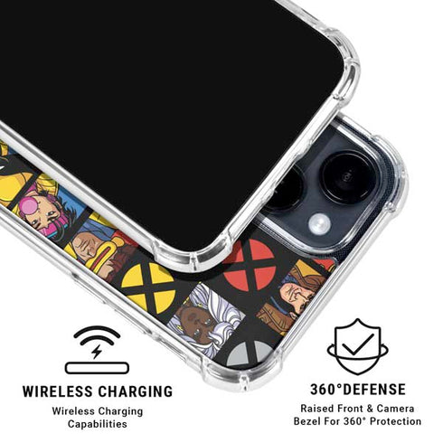 Marvel X-Men Pattern iPhone 15 Plus Clear Case