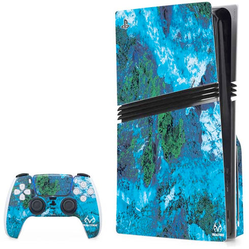 RealTree Xtreme Blue Camo PS5 Pro Disk Bundle Skin