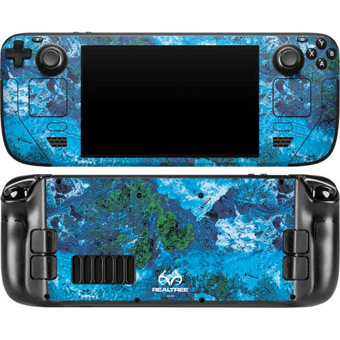 RealTree Xtreme Blue Camo Steam Deck Handheld Gaming Computer OLED Skin