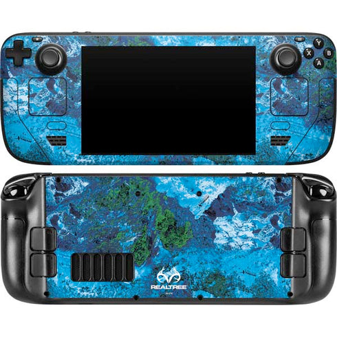 RealTree Xtreme Blue Camo Steam Deck Handheld Gaming Computer Skin