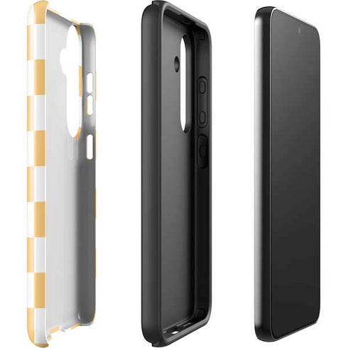 Yellow and White Checkerboard Galaxy S25 Impact Case