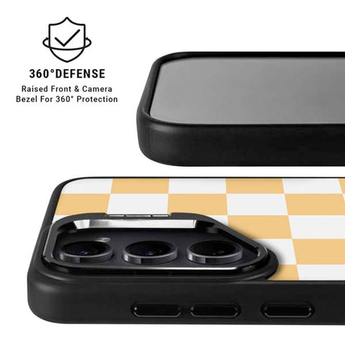Yellow and White Checkerboard Galaxy S25 Kickstand Case
