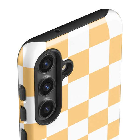 Yellow and White Checkerboard Galaxy S25 Plus Impact Case