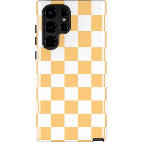 Yellow and White Checkerboard Galaxy Cases