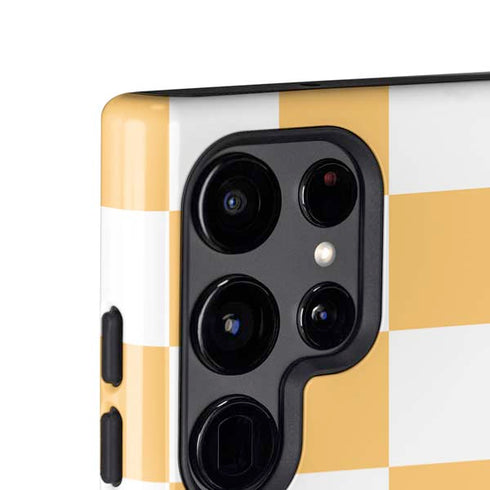 Yellow and White Checkerboard Galaxy S25 Ultra Impact Case