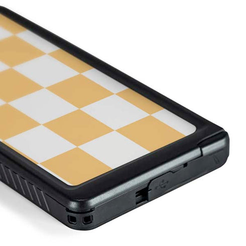 Yellow and White Checkerboard Galaxy S24 Ultra Waterproof Case