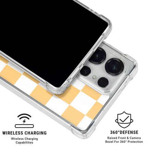 Yellow and White Checkerboard Galaxy S25 Ultra Clear Case