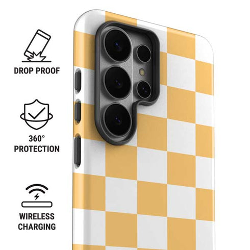 Yellow and White Checkerboard Galaxy S26 Ultra Impact Case