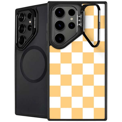 Yellow and White Checkerboard Galaxy S26 Ultra Kickstand Case