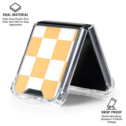 Yellow and White Checkerboard Galaxy Z Flip6 Clear Case