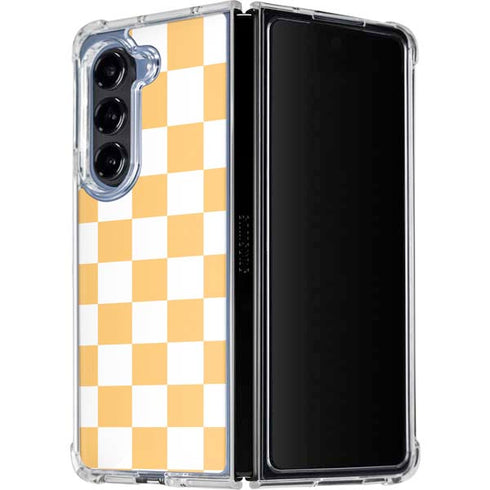 Yellow and White Checkerboard Galaxy Z Fold5 5G Clear Case