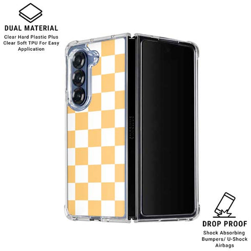 Yellow and White Checkerboard Galaxy Z Fold6 Clear Case