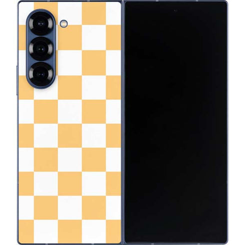 Yellow and White Checkerboard Galaxy Z Fold6 Skin