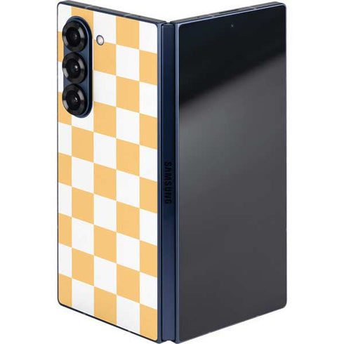 Yellow and White Checkerboard Galaxy Z Fold6 Skin