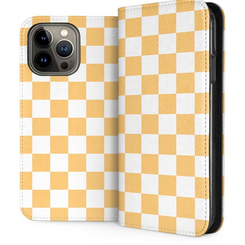 Yellow and White Checkerboard iPhone 13 Pro Max Folio Case