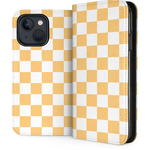 Yellow and White Checkerboard iPhone 14 Folio Case