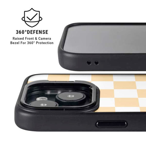 Yellow and White Checkerboard iPhone 14 Plus Kickstand Case