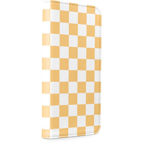 Yellow and White Checkerboard iPhone 15 Folio Case