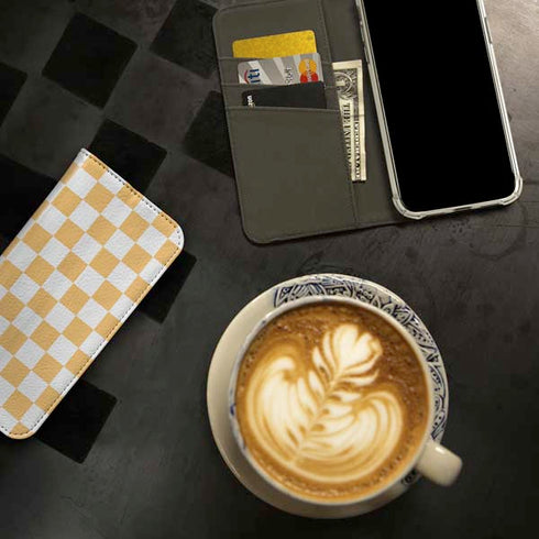 Yellow and White Checkerboard iPhone 15 Pro Folio Case