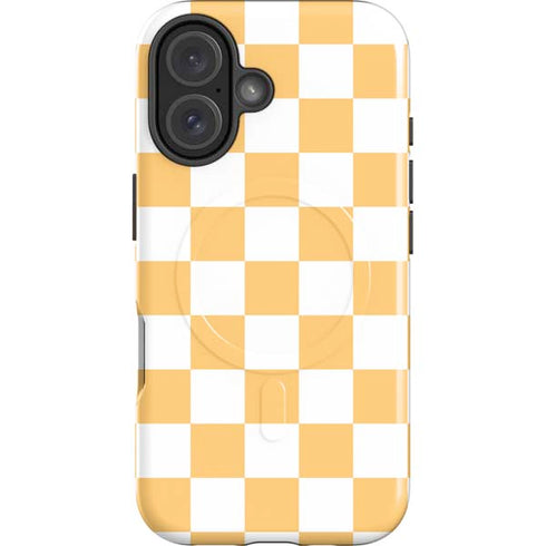 Yellow and White Checkerboard iPhone 16 Magsafe Impact Case