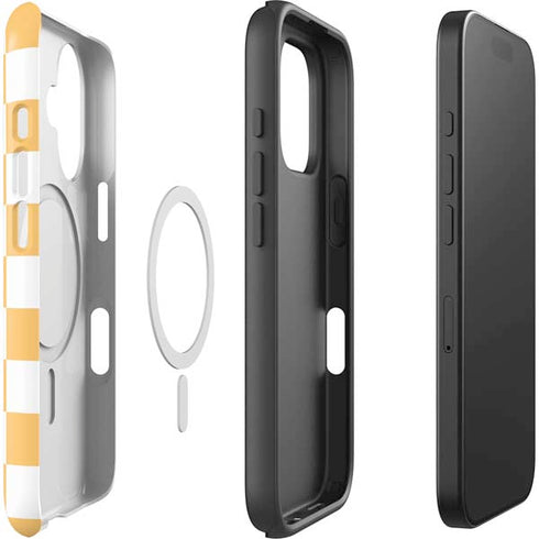 Yellow and White Checkerboard iPhone 16 Magsafe Impact Case