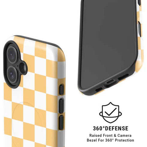 Yellow and White Checkerboard iPhone 16 Magsafe Impact Case