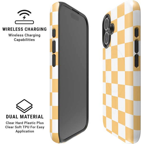 Yellow and White Checkerboard iPhone 16 Magsafe Impact Case