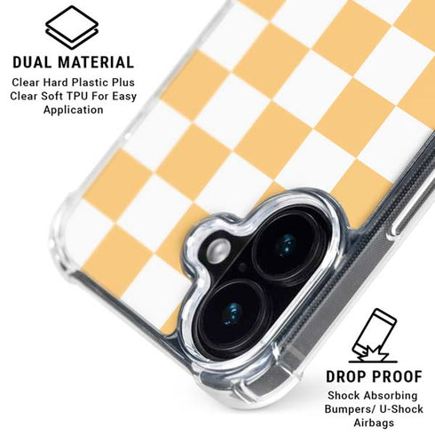 Yellow and White Checkerboard iPhone 16 Plus Clear Case
