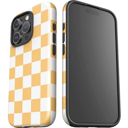 Yellow and White Checkerboard iPhone 16 Pro Max Impact Case