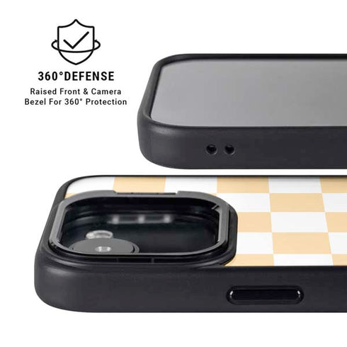 Yellow and White Checkerboard iPhone 16e Kickstand Case