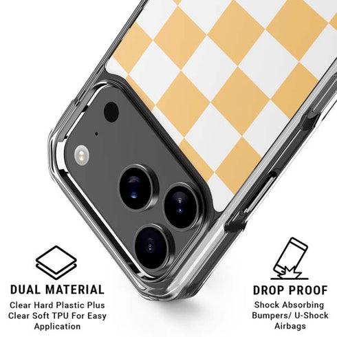 Yellow and White Checkerboard iPhone 18 Pro Clear Case