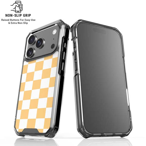 Yellow and White Checkerboard iPhone 18 Pro Clear Case