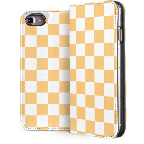 Yellow and White Checkerboard iPhone 7 Folio Case