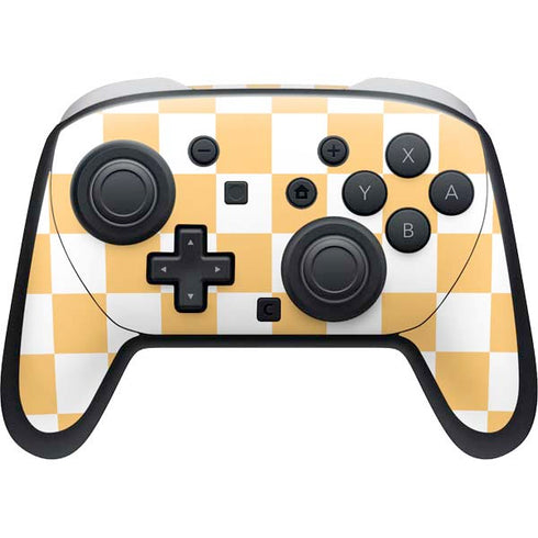 Yellow and White Checkerboard Nintendo Switch 2 (2025) Pro Controller Skin