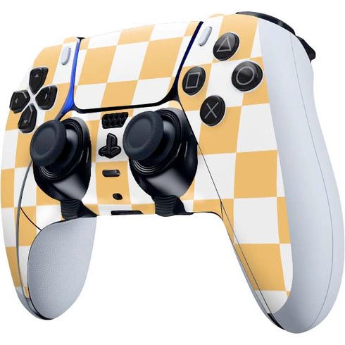 Yellow and White Checkerboard PS5 DualSense Edge Pro Controller Skin