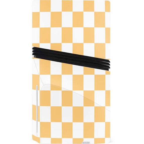 Yellow and White Checkerboard PS5 Pro Disk Console Skin