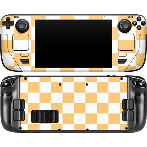 Yellow and White Checkerboard Steam Deck Handheld Gaming Computer OLED Skin