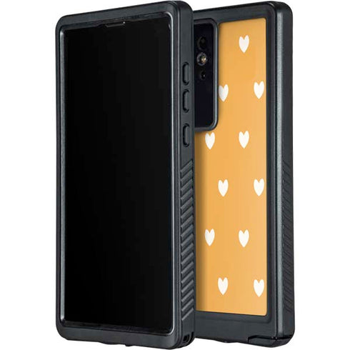 Yellow and White Hearts Galaxy S24 Ultra Waterproof Case