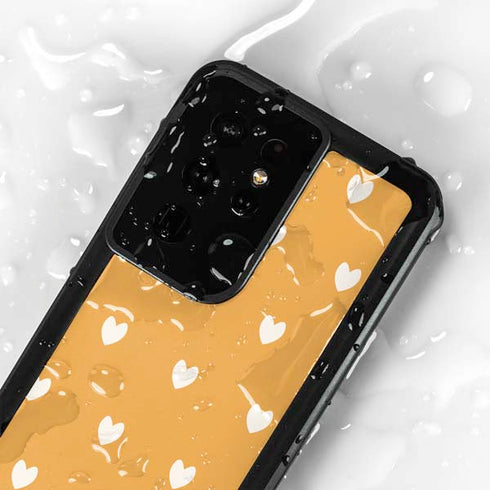 Yellow and White Hearts Galaxy S24 Ultra Waterproof Case
