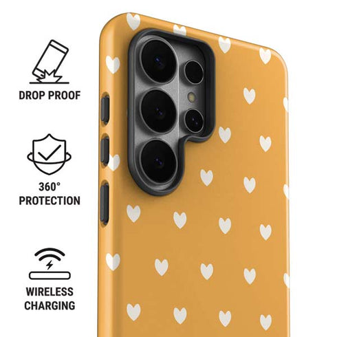 Yellow and White Hearts Galaxy S26 Ultra Impact Case